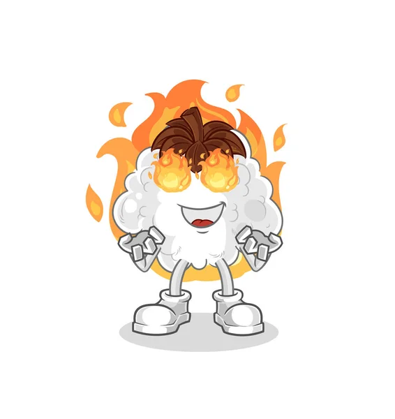 Cotton Fire Mascot Cartoon Vecto — Stock Vector