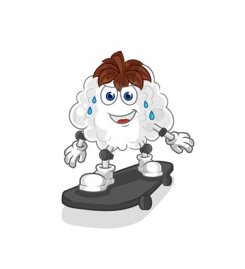 Kaykay süren pamuk karikatür karakteri vekto