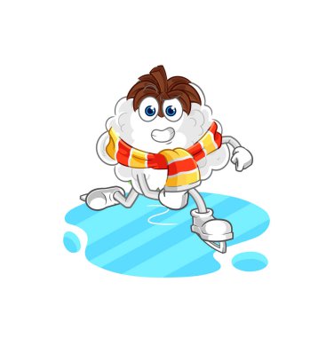 Pamuk buz kayağı çizgi filmi. karakter maskotu vekto