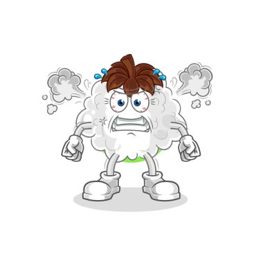 Pamuk çok kızgın bir maskot. çizgi film vektosu