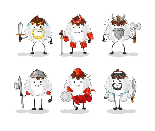 Cotton Warrior Group Character Cartoon Mascot Vecto — Stock Vector