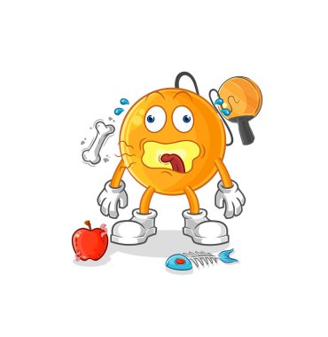 Kürek topu geğirme maskotu. çizgi film vektosu