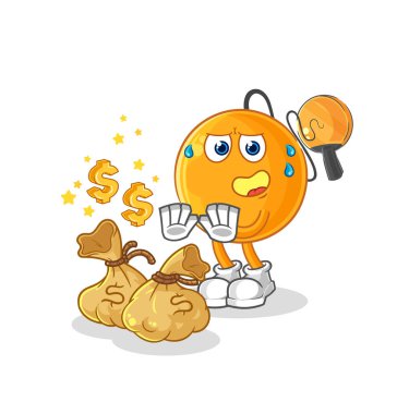 Kürek topu para resimlerini reddediyor. karakter vektosu