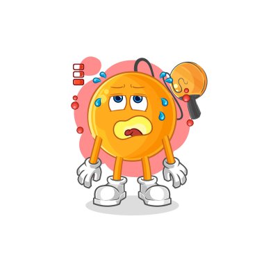 Düşük batarya maskotu. çizgi film vektosu