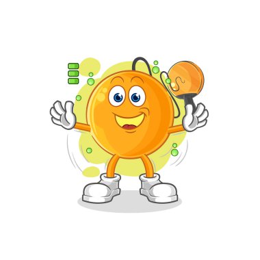 Kürek topu tam batarya karakteri. karikatür maskotu vektosu