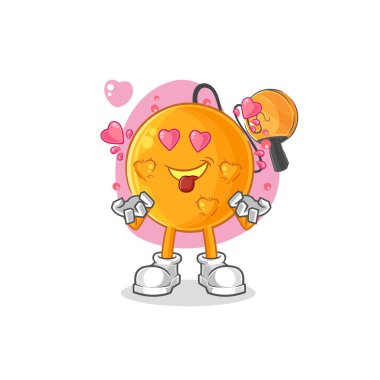 Kürek topu aşk vektörüne düştü. karikatür