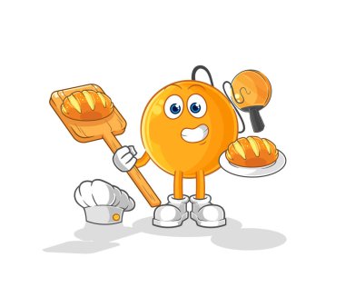 Ekmekli kürek topu fırıncısı. karikatür maskotu vektosu