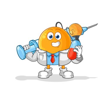 Kürek çeken doktor elinde ilaç ve iğne tutuyor.