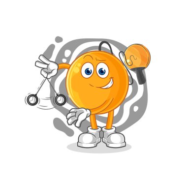 Kürek topu hipnotize edici çizgi film. karikatür maskotu vektosu