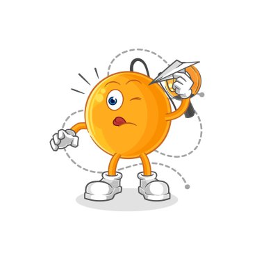 Kağıt uçak karakterli raket topu. karikatür maskotu vektosu