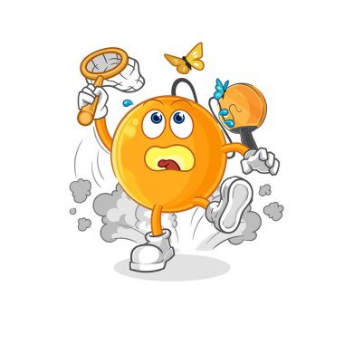 Kürek topu kelebek resimlerini yakalıyor. karakter vektosu