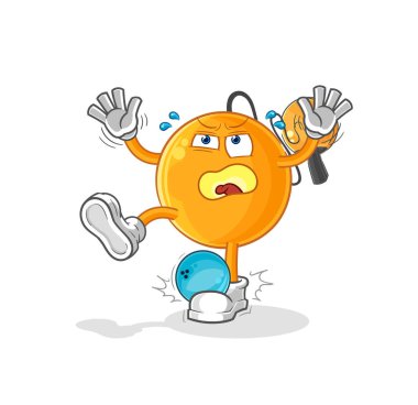 Bowling çizgi filmindeki raket topu hiten. karikatür maskotu vektosu