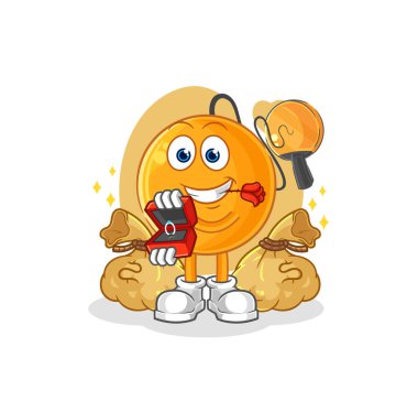 Kürek topu yüzükle evlenme teklif ediyor. karikatür maskotu vektosu