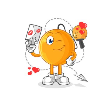 Kürek topu aşk mektubu illüstrasyonu içeriyor. karakter vektosu