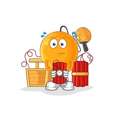 İçinde dinamit olan raket topu. karikatür maskotu vektosu