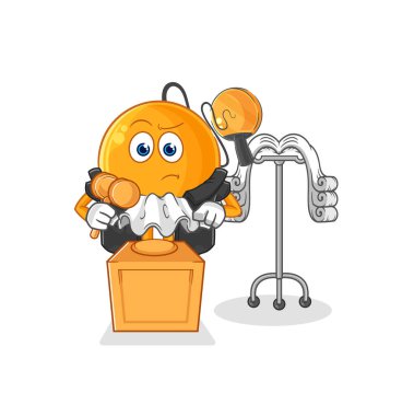 Kürek topu jürisi tokmağı tutuyor. karakter vektosu