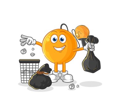 Kürek topu. Çöp maskotu. çizgi film vektosu