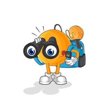 Dürbünlü kürek topu. karikatür maskotu vektosu