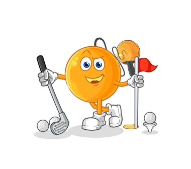 Golf oynayan raket topu. karikatür