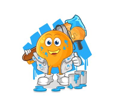 Kürek topu ressamı illüstrasyonu. karakter vektosu