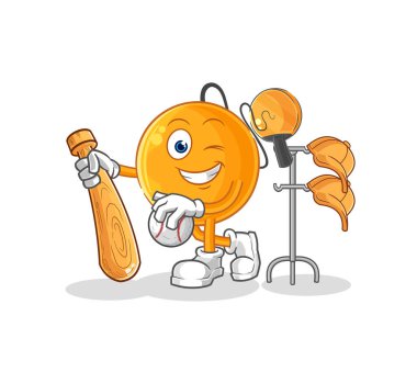 Beyzbol maskotu oynayan kürek topu. çizgi film vektosu