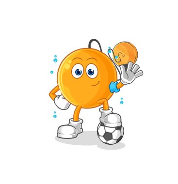 Futbol oynayan raket topu. karakter vektosu