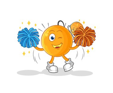 Kürek topu ponpon kız çizgi filmi. karikatür maskotu vektosu