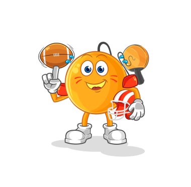 Ragbi oynayan raket topu. karikatür maskotu vektosu