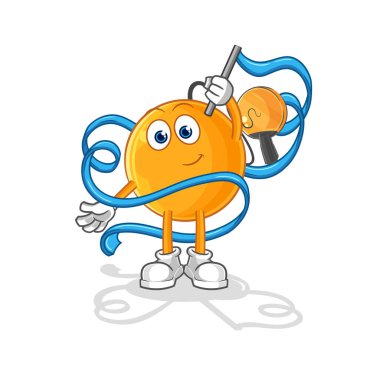 Kürek topu Ritmik Jimnastik maskotu. çizgi film vektosu