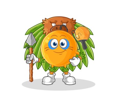 Kürek topu kabile maskotu. çizgi film vektosu