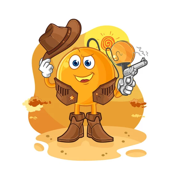 Paddle Ball Cowboy Gun Character Vecto — Stock Vector