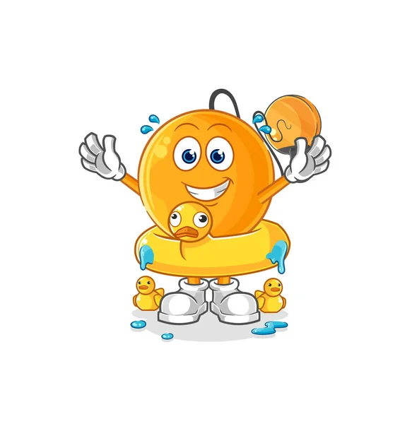 Paddle Ball Duck Buoy Cartoon Cartoon Mascot Vecto — Stock Vector