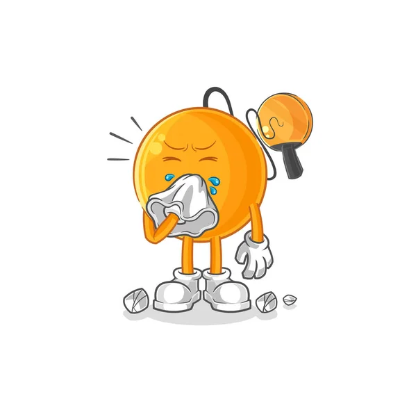 Paddle Ball Blowing Nose Character Cartoon Mascot Vecto — Stock Vector