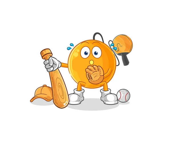 Dessin Animé Catcher Ballon Paddle Ball Mascotte Vecto Dessin Animé — Image vectorielle