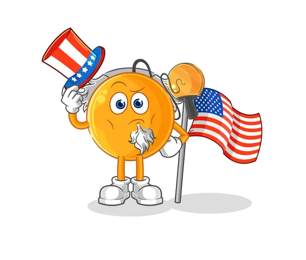 Paddle Ball Uncle Sam Character Cartoon Mascot Vecto — Stock Vector