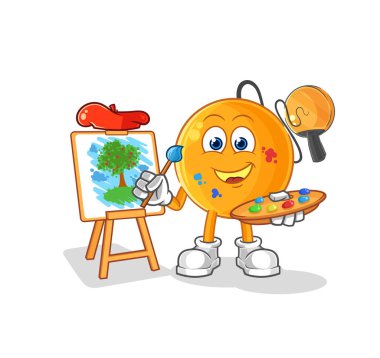 Kürek topu sanatçısı maskotu. çizgi film vektosu