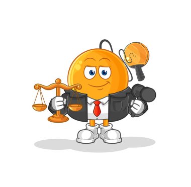 Raket topu avukat çizgi filmi. karikatür maskotu vektosu