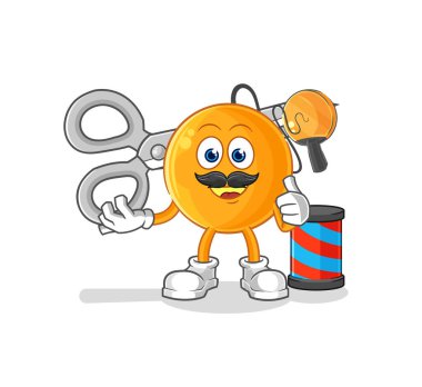 Kürek topu berber çizgi filmi. karikatür maskotu vektosu