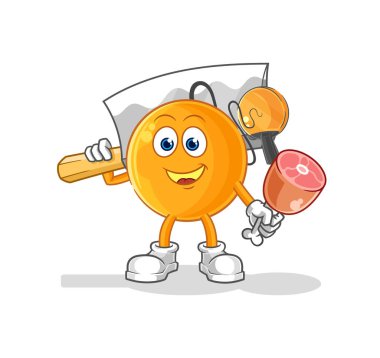 Kürek topu kasap illüstrasyonu. karakter vektosu