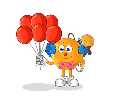 Balon vektörlü kürek topu palyaçosu. karikatür