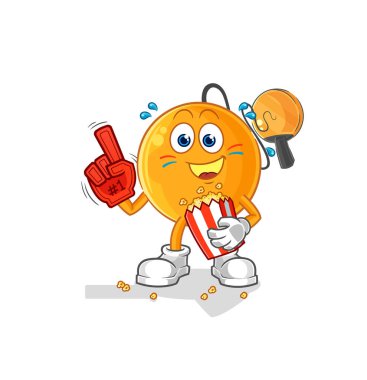 Patlamış mısır illüstrasyonlu kürek topu fanı. karakter vektosu