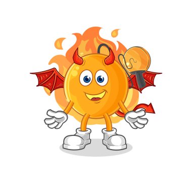 Kanat karakteri olan kürek topu iblisi. karikatür maskotu vektosu