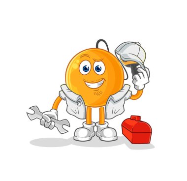 Raket topu mekanik karikatürü. karikatür maskotu vektosu