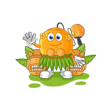 Hawaii 'li raket topu el sallayan karakter. karikatür maskotu vektosu