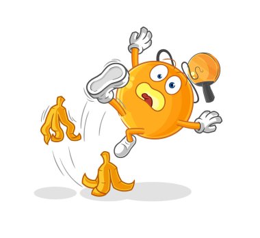 Kürek topu muza basıp kaydı. karikatür maskotu vektosu