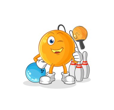 Raket topu bowling oynuyor. karakter vektosu