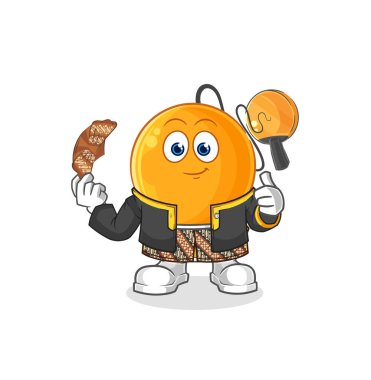 Kürek topu Cava karakteri. karikatür maskotu vektosu