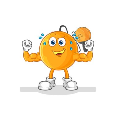 Kürek topu kas çizgi filmi. karikatür maskotu vektosu