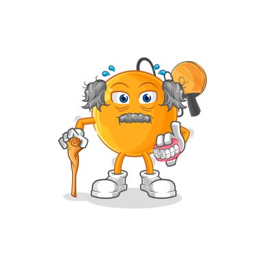 Kürek topu, beyaz saçlı yaşlı adam. karakter vektosu