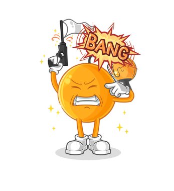 Kürek topu uyarı atışı maskotu. çizgi film vektosu